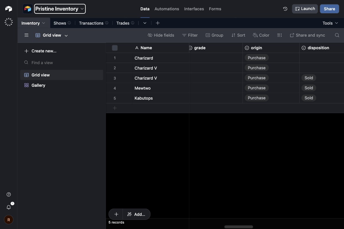 Airtable base with all tables